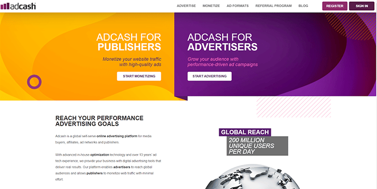 AdCash Homepage
