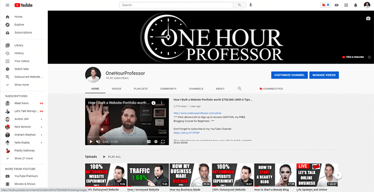 OneHourProfessor YouTube Channel