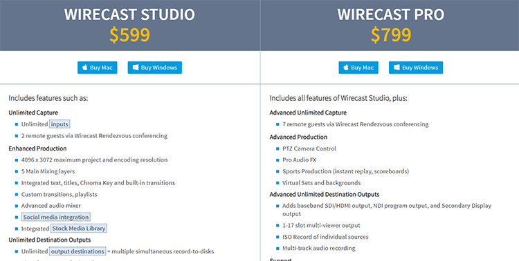 Wirecast Studio pricing