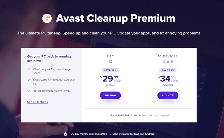 Avast Cleanup Premium pricing