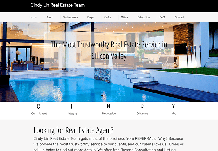 example of a real estate website built using Wix