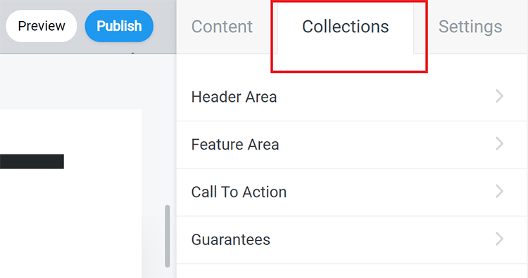 collections tab