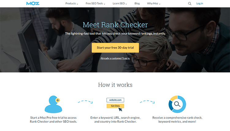 MOZ Pro Rank Checker Homepage