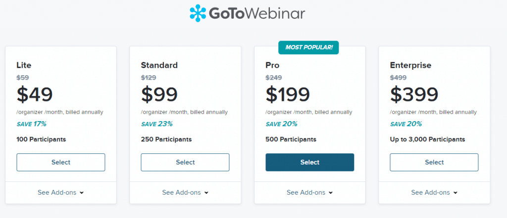 GoToWebinar pricing