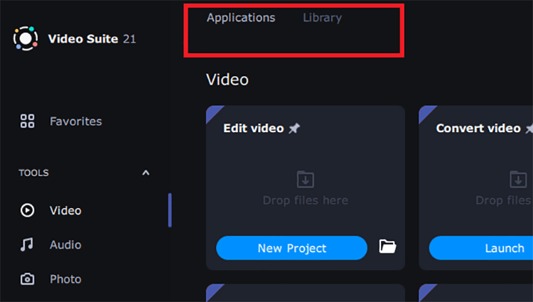 application and library tab