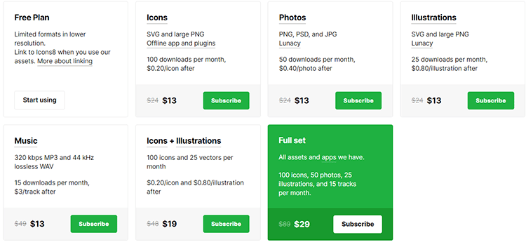Icons8 Pricing