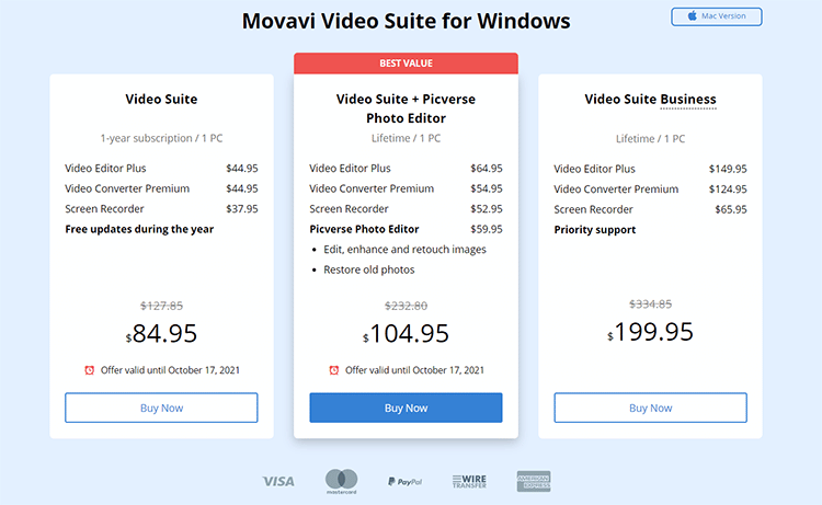 Movavi Video Suite pricing