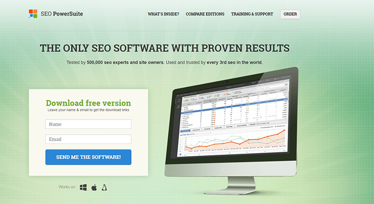 SEO Powersuite homepage