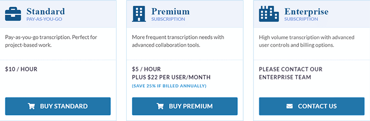 Sonix Pricing Page