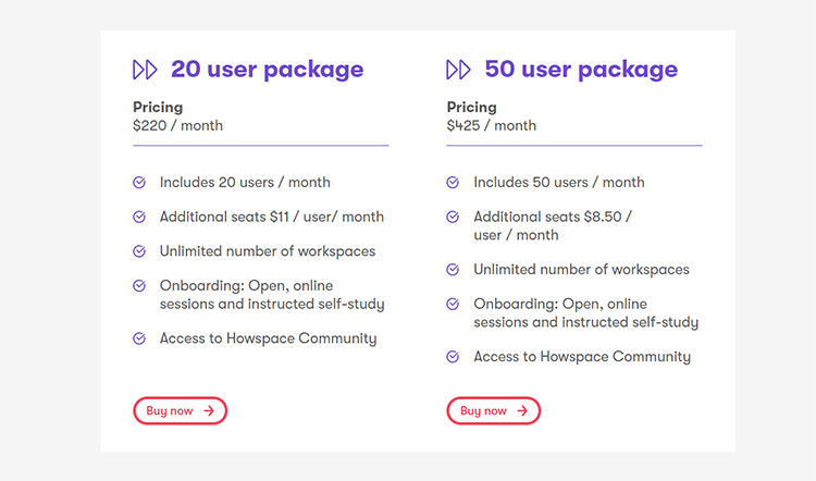 Howspace pricing