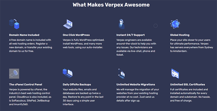 Verpex Hosting functionality