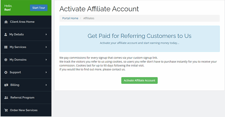 activate affiliate account